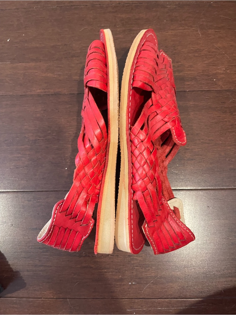red mexican woven huaraches sandals nwot - Picture 4 of 7